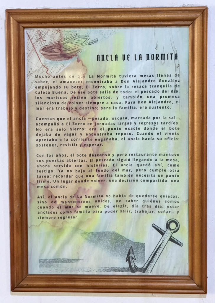 Recuerdo escrito sobre el ancla de La Normita